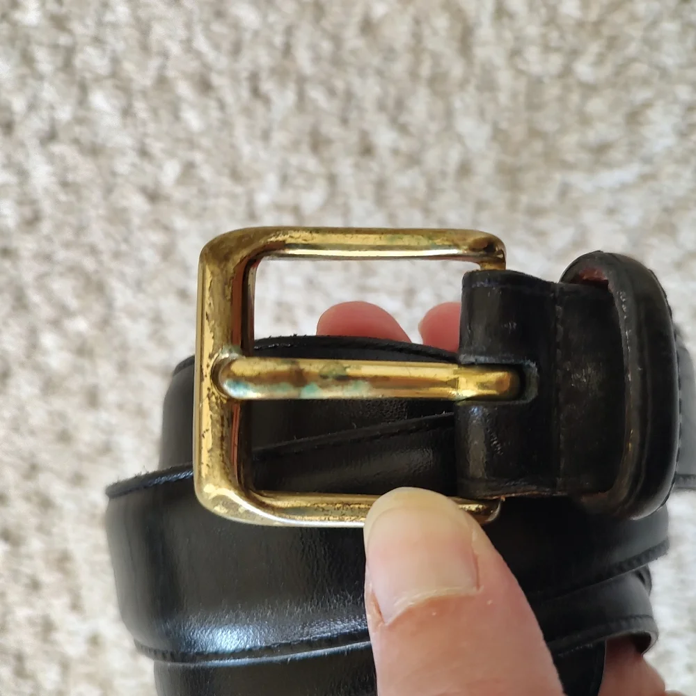 Vintage Coach Men's Leather Belt With Brass Buckle Black Made In USA Size 40